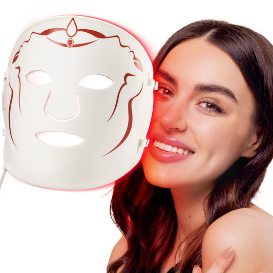 Red Light therapy Mask for Face Wrinkles,Silicone Portable Led Facial Mask Light Therapy for Full Face Even Skin Tone,Fine Lines&Wrinkles,10- Min Treatment,Wired
